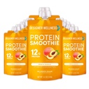 Designer Wellness Protein Smoothie, Real Fruit, 12g Protein, Low Carb, Zero Added Sugar, Gluten- Free, Non-GMO, No Articial Colors atau Flavors, Peach Mango, 12 Count