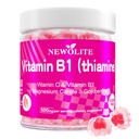 Vitamin B1 Gummies Chewable Thiamine 500mg & Vitamin B3 & Vitamin C, Sugar Free - Non GMO, Vegan, Natural Peach Flavor - Thiamine B1 Suplemen untuk Dewasa & Anak-anak