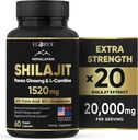 Hilayan Shilajit Suplemen, 60 Capsules, Extract Powder, 60% Fulvic Acid, 85 + Trace Mineces, Energy & Imune Dukung Shilajit for Men & Women, Alternative to Autenc Resin atau Pil USA