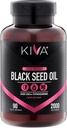 Kiva Black Seed Oil Softgel Kapsul - Cold- Menekan (2000mg), 2% + Tinggi Thymoquinone (TQ), 100% Turki Nigella Sativa Minyak Benih, 90 Vegan Softgeels