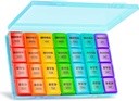 XL Large Weekly Pill Organizer 4 Kali sehari, 7-Day Pill Box and Organizer AM PM, Big Comports Pill Case, Monthly Medication Organizer 28 Days Dispenser untuk Fish Oils