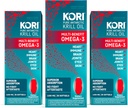Kori Krill Oil Omega 3 Support, Antartika Krill Oil dengan Absorpsi Superior vs Fish Oil, 1200mg Softgels, 30 Softgeels, EPA & DHA (Paket 3)
