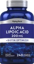 Piping Rock Alpha Lipoic Acid 200mg 124; 240 Capsules 124; Plus Biotin 14; Non-GMO, Gluten Free Supplement
