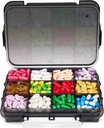 Fullicon Daily Travel Moiffel Provisin Case with 12 Extra Large Comment, Pill Organizer with 3 Secure Buckles, Large Suplement Box for Vitamin with Removable Dividers (Black)