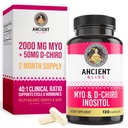 Myo & D-Chiro Inositol Suplement, 40 sampai 1 Rasio, Membantu dalam Dukungan Fungsi Ovarian untuk Perempuan, Vitamin B8 Membantu Regulate Siklus Menstrual, 2050mg per Serving, 120 Vegan Capsules