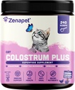ZENAPET Cat Colostrum Plus Premium Powder Topper, Imune & Digetical Health Supplement, 240 Servings (Supply 8- Bulan), Support Skin & Coat, Dibuat di USA