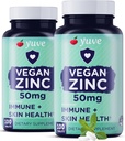 Auve Natural Vegan Zinc Vitamin Suplemen 50mg, Dukungan Imuniune Agung, Bantuan Cepat dari Colds dan Flu, Akne Free Skin, Hormone Levels, Non-GMO, Gluten & Sugar Free - 100 Pabs (2)