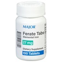 Mayor 27 mg Ferate Tab - Ferrous Gluconate Tambahan Diet Besi - 100 Cacah (1 Pack)