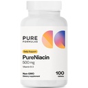PureFormulas Pure Niasin - Vitamin B3, 500 mg Rilis Niasin 500mg - Nicotcical Acid 100 Tablet - Non-GMO B3 Vitamin Niacin Suplemen