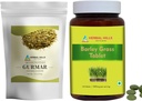 HERBAL HILLS Gurmar Tea Powder dan Barley Grass Tablets Pack dari 2 Combo