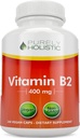 Murni Holistik Vitamin B2 Riboflavin 400mg - 240 Vegan Capsules, 8 Bulan Suply - High Power B2 Vitamin - Non GMO & Gluten Free - Support Produksi Energi & Sel Kesehatan