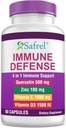 Safrel Strong Immune Support, Quercetin 500 mg, Zinc Picolinate100 mg, VitamatiC 1000 mg, Vitamin D3 1000 IU, 60 Capsules, 1 Month Supppply 124; Dibuat di USA 124; Vegan