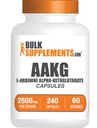 Suplemen Bulksuplements.com AAKG Kapsul - L- Arginine Suplemen, Nitric Oxide Suplemen - Gluten Bebas, 4 Kapsul per Serving, 240 Count (Paket 1)