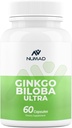 NUMAD Ginseng (600mg) + Ginkgo Biloba (120mg) 60 Capsules Ekstra Kekuatan Nootropics Otak Dukungan untuk Memori & Fokus