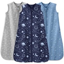 Baby Sleep Sack 12-18 Bulan 3 Paket 100% Cotton Lighweight 0.5 ToG Wearable Blanket Bayi Sleep Bag dengan 2Way Zipper untuk Bayi Toddler Biru