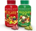 Fruits and Vegies Suplemen, 90 Fruit Kapsules dan 90 Vegies Capsules, Whole Food Suplemen dengan Buah dan Sayuran untuk Perempuan, Pria dan Anak-Anak 124; Set 1