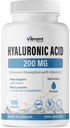 Suplemen Acid Hyaluronic 200mg - 120 Capsules, dengan Vitamin C 100mg, Gabungan & Skin Kesehatan, Fermentasi GMO Non, Gluten Free, Painst Partai Ketiga, Biovailable Formula