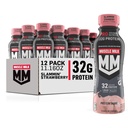 Protein Nutrition Tingkat Lanjut Muscle Milk Pro Shake, Slammin 'Strawberry, 111.16 Fl Oz (Kembungkus 12), 32g Protein, 1g Sugar, 16 Vitamin & Minemins, 5g Fiber