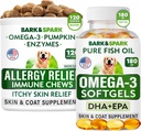 Relief Alergi + Omega 3 Bundle - Anti- Itch Skin & Coat Suplement + Skin Allergy - Omega 3 Fish Oil + EPA & DHA Fatty Acids - Itching & Paw Licking + Joint Health - 120 Chews + 180 Softgels - Dibuat di USA
