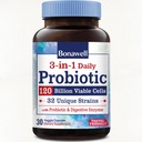 Bonawell Progories 120 miliar CFU 32 Strains dengan Prestium, Enzymes Digetical untuk Kesehatan Gut, 3-1 Probiotik Harian, Shelf-Stable, Delayed- Rilis, 30 Veggie Caps