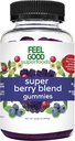 FeelGood Superfood Super Berry Multivitamin Suplemen, Acai, Amla, Lingonberry, Maqui, Bilberry, dan Aronia Berry Gummies, Berry Flavor, Vegan, Non-GMO, 60 Count