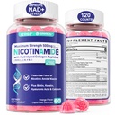 2 Pack - Nicotinamide 500mg Gummies, NAD + Supplemen Perempuan & Men w / Collagen Peptides, (Flush Free Niacin) Vitamin B3 Niacinamide for Anti- Aging, NAD + Tingkat, Umur-panjang, Fokus & Otak, Gula Bebas