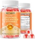 Suplemen Astaxanthin 6mg + Lipomal Vitamin C 10000mg - Layer-Dual B6, B12, Folate, Biotin - Antioksidan - Gelatin Free, Sugar Free, 60Cts