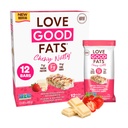 Love Good Fats Chewy Nutty White Chocolacey Strawberry Keto Bars - Low Carb Protin Snacks - 12 pack (1.59oz / 45g setiap bar)