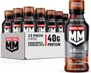 Muscle Milk Pro Advanced Nutrition Protein Shake, Knockout Chocolate, 14 Fl Oz Bottle, 12 Pack, 40g Protein, 1g Sugar, 16 Vitamin & Minemins, 6g Fiber, Pemulihan Kerja, Paket May Vary