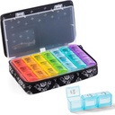Weekly Pill Organizer 3 kali sehari - Pill Box 7 hari 3 kali sehari dengan Fabric Zipper Kasus-Travel Pill 7 Hari 3 Kali Hari untuk Vitamin Medicine Organizer