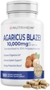 Agaricus Blazei Organic Mushroom Extract for Imune & Energy - 30% Polysacclides & 180 Veggie Capsules - Non-GMO, Gluten- Free, Vegan-Friendly Supplemen