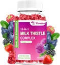 Milk Thistle Gummies, 10- 1 Formula Herbal untuk Liver Cleanse Detox & Repair with Dandelion Root, Turmeric, Artichoke - Optimal Liver Fungsi dan Kesehatan Digetical - Campuran Berry Flavor