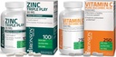 Bronson Vitamin C 1000 mg Premium Non- GMO Ascorbic Acid + Bronson Zinc Triple Play 30 mg Triple Coverage Imune Suppplemen Zinc