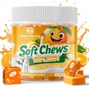 Tambahan Besi Chewable untuk Perempuan & Pria dan Anak-Anak - Oranye Flavor, Besi Vitamin C Soft Chew untuk Max Absorpsi, Besi sebagai Ferrous Fumarate, Ideal untuk Deficiency Besi, 2 Bulan Suplai