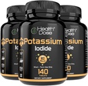 Potasium Dose + Iodide (KI) Tablet - 130mg 140 Tablet - untuk Dukungan Thyroid, Metabolisme Sel & Electrolite Keseimbangan - Non-GMO, Gluten- Free, GMP Certifikasi Paket 3