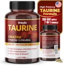 Taurine dengan Creatine, L-Arginine, L- Citrulline High Absorpsi dengan Black Pepper Nitric Oxide Booster, Muscle USA Made & Tested (150 Count (Pack of 1))