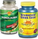 Hidup Alam Monolaurin & Bromelain Sinus Kemudahan Bundle 124; Fungsi Kebal & Repiratory Dukungan 124; 90ct, 100