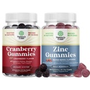 Bundle of Natural Cranberry Gummies for Women and Extra Strength Zinc for Adults - Extra Strength Antioxidant Cranberry Chews - Zinc Citrate 50mg kekebalan