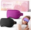 2PCS Cold Eye Mask: Cooling Eye Mask for Puffy Eyes, Headache, Migraines Relief - Cold Compress for Dark Circles, Houring Eyes, After Becsion - Recontinable Gel Ice Pack, Weighted Sleep Mask (Black, Purple)
