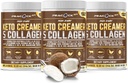Collagen Keto Coffee Creamer Powder 12.22 oz, Paket 3, Collagen Peptides dengan Coconut MCT Minyak, Magnesium, Powder Protein Tanpa Rasa, Sugar Free Coffee Creamer untuk Smoothies
