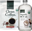 Natural Force Clean Coffee + Organic MCT Oil Bundle - 100% Pure Coconut MCTS & Mold & Mycotaxin Free Coffee - Non-GMO, Keto, Paleo, dan Vegan - 12 Oz Bags dan 32 Oz Glass Bottle