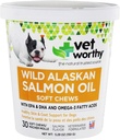 Vet Worthy Salmon Oil Skin dan Coat Soft Chews for Dogs - Dog Supplement to Dupport of Healthy Skin and Beauty Coat