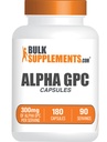 BulkSuplements.com Alpha GPC Kapsules - Acetylcholine Suplemen, Alpha GPC 300mg - Choline Suplemen, Gluten Bebas, 2 Kapsul per Serving, 180 Capsules (Paket 1)