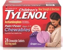 Tylenol Children 's Pain + Fever Chewables Tablet 160 mg, Grape Flavor 24 ea (3 Pack)