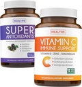 Antioksidants & Imune Suppply (2-Month) Immune Vitalitas Blend - Super Antioksidants - Powerful Super Food Daily Blend (120 Caps) & Imune Support dengan Elderberry Vitamin C dan Zinc