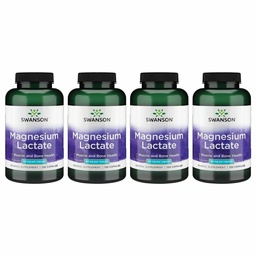 Swanson Magnesium Lactate - Mineral Suplemen Memproyeksikan Muscle and Bone Health Support - Lactoe- Free Lactate Mineral Form (120 Capsules, 84mg Masing-masing) 4 Pack