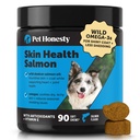 Pet Honesty Skin Health Salmon Chews - Itch Relief for Dogs, Omega 3 Fish Oil for Dogs, Natural Salmon Oil for Dog Chews for Heally Skin & Coat, May Reduce Shedding, Dog Fish Oil Suplemen - 90 Ct