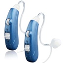 Mendengar Amplifier untuk Senior Dewasa dengan Noise Cantelling, Pendengaran Pribadi Amplifier Suara Digital Amplifier dengan 500hr Battery Life, Invisible Slim Tube dengan Cleaning Kit, Blue, Pair