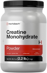 Horbäach Creatine Monohydrate powder 124; 2.2lbs (35.2 oz) 14; Micronized dan Unflascorored 124; Vegetarian, Non- GMO, dan Gluten Free Supplemen