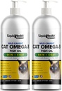Liquid Health Pets Wild Caught Omega 3 Fish Oil for Cats - Liquid Omega 3 Suplement for Cats with EPA + DPA + DHA - Reduce Itching, Dukung Gabungan, Imunity, Heart Health - Made in the USA (2 Pack)